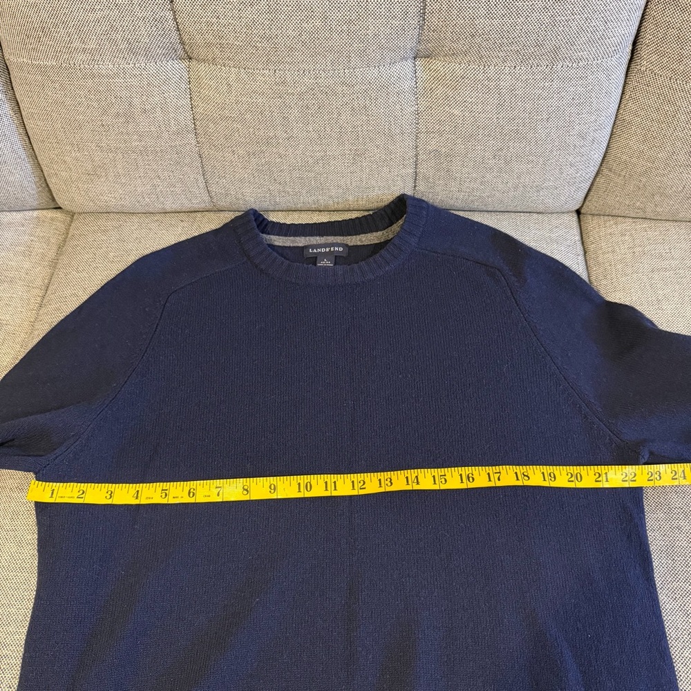 LANDS' END Men's Lambs Wool Crewneck Sweater, Navy | Sz LG - Picture 6 of 7